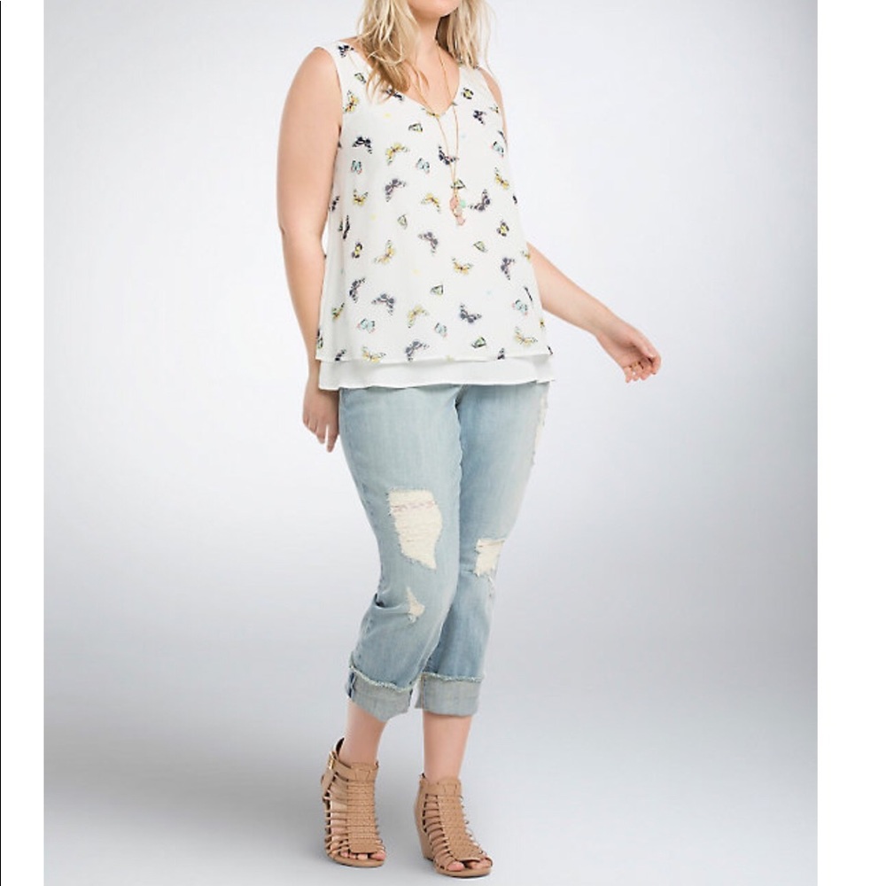 BUTTERFLY CHIFFON LAYERED TANK TOP